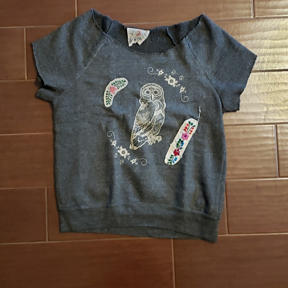 Boho Jane cutoff owl sweatshirt S